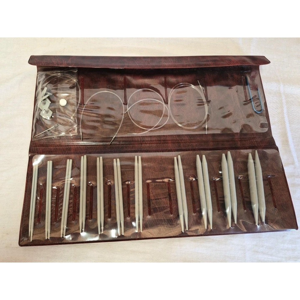 Vintage Susan Bates Circlon Knitting Needle Set Pouch Interchangeable Circle